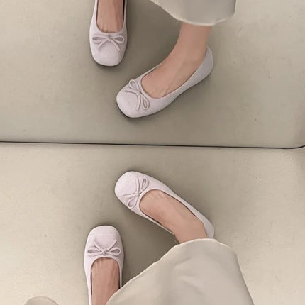 Spring Autumn Internal Elevation Women Mary Jane Shoes Ladies Outdoor Comfort Slip On Women's Butterfly-knot Ballet Shoes