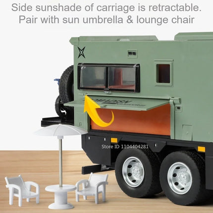 1:18 Off-road RV Diecast Models Alloy Toys Cars Folding Rearview Mirror Doors Opened  with Sound Light Vehices Birthday Surprise