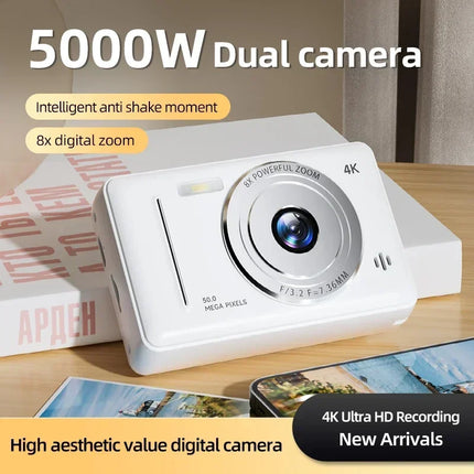 Lenovo 4k Digital Camera Retro CCD 50 Million Pixels Auto Focus Entry-level Camera Dual Camera Flash Student CCD Portable Camera