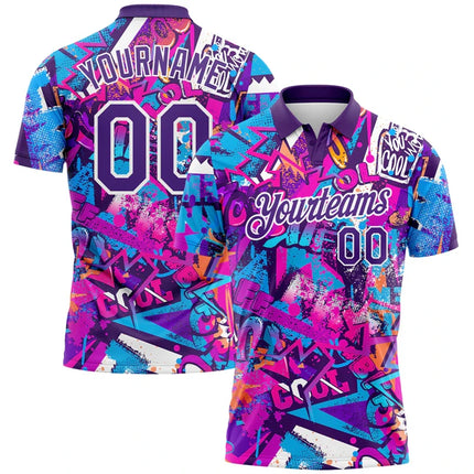 Fashion Graffiti Graphic Polo Shirts For Men Custom Name Team Name Number 3D Printed Polo Shirt Loose Breathable Lapel Tees Tops