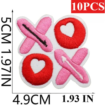 10PCS Wholesale Pink Car Shape Embroidery Pink Love Style Patches DIY Cloth for Hats/T-shirt/Jeans Girls Kids Valentine Iron on