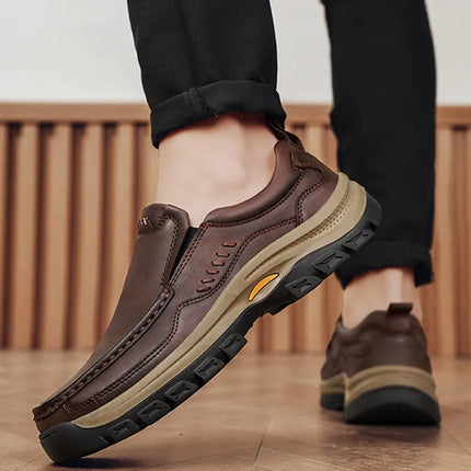 Brand Men Shoes High Quality Genuine Leather Men's Casual Shoes Slip On Comfort Business Man Flats Shoes Outdoor Men Work Shoes