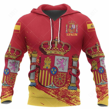 New Spanish Skull Hoodies Men's Hoodie 3D Print Spain Flag Tops Autumn Long Sleeve Streetwear  Hooded Hoodie For Men Clothing