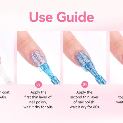 SAVILAND 12 Color Glitter Nail Polish Set Air Quick Dry Non Gel with Base Top Coat Holographic Shimmer Lacquer for Manicure