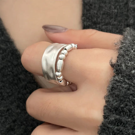 925 Sterling Silver Open Finger Ring Punk Heart Irregular Geometric Stackable For Women Girl Jewelry Gift Dropship Wholesale