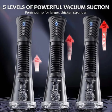 Electric Penis Pump Male Masturbators APP Control Automatic vacuum Suction with 2 Replaceable Sleeves 6 Penis Ring Adult Sex Toy