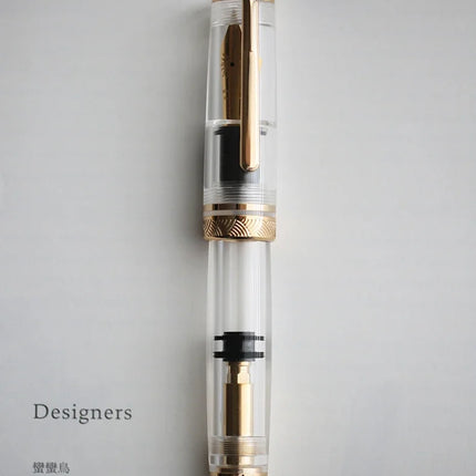 Smooth MAJOHN P140 NO.8 F/M Nib Acrylic Piston Huge Transparent Fountain Pen Ebonite Feed Large Capacity Ink Writing Luxury Pen