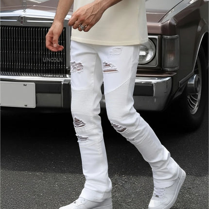 Fashionable Men's Jeans   Cool and Stylish Hip Hop Style Casual Pants   White Cotton Blended Fabric   Breathable and Comfortable
