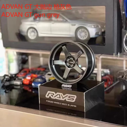 Wheel Model Car Ornaments RAYS Metal Wheel RID Aluminum Alloy Simulation Forging Wheel Modification Creative Desktop Toy