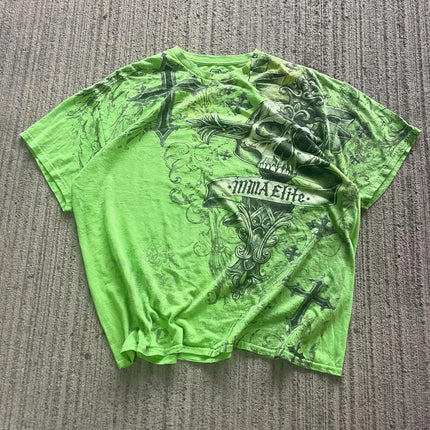 American 2000s Street Affliction New Men Tops Gothic Retro Printed Oversize T-shirt couple Hip Hop Harajuku Punk Short Sleeves