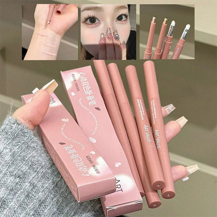 Bicolor Under Eyes Pen Double Ended Lying Silkworm Pencil Nude Lower Eyelid Contour Aegyo-sal Eyeliner Makeup with Detail Brush