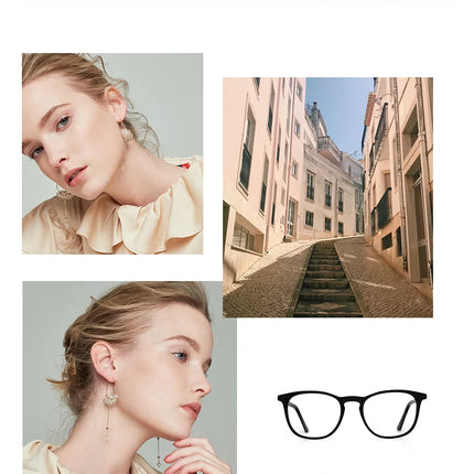 ZENOTTIC Acetate Prescription Glasses Men and Women Square Full-Rim Myopia Hyperopia Progressive Anti-Blue Light