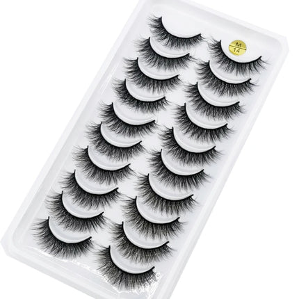 10 Pairs Mink Fake Eyelashes Faux 3D Natural Long False Eyelashes 3d Mink Lashes Soft Fluffy Lashes Extension Makeup Kit Cilios