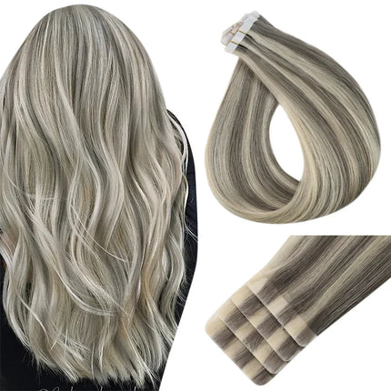 Full Shine Virgin Injection Tape in Human Hair Extensions Invisible Hand Tied Tape in Hair Extension Human Hair Natural Adhesive