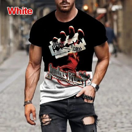 Popular Rock Judas Priest Band 3D Printed Men Women T-shirts Summer New Fashion Hip Hop Style Men's Clothing Streetwear Tees Top