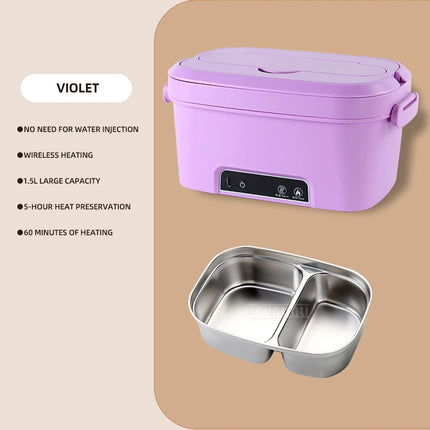 Portable Insulated Lunch Box No Water Wireless Heating Feature Fresh Food Storage Boite A Lunche Chauffant Electrique