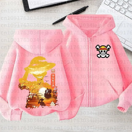 2026 One Piece Anime Hoodie Zipper Hoodie Men Women Luffy Print Graphic Streetwear Casual Pullover Long Sleeve Tops Autumn