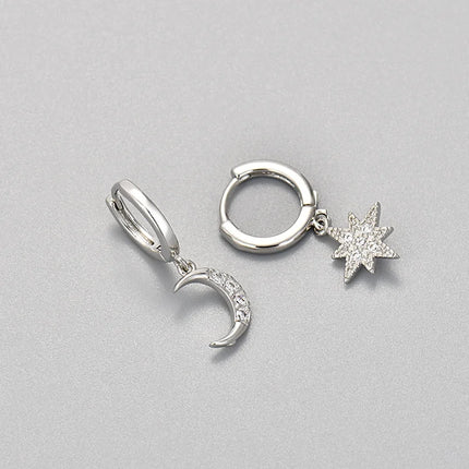 Fashion Stainless Steel Zircon Star Hoops Earrings For Women Vintage Crystal Zirconia Circle Earrings Punk Unisex Rock Jewelry