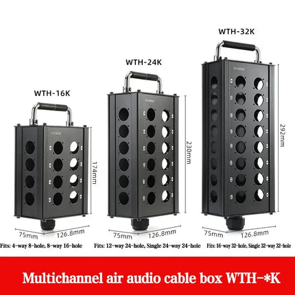 Multi-channel Al alloy Cable Blank Cable Box 16/24/32 Channels for Stage Mobile Audio XLR Male Female Audio Signal Cablebox hole