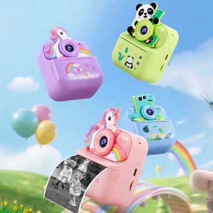 Children's Instant Camera Unicorn Cartoon Design High-Definition Dual Camera Thermal Instant Printing Can Take Photos and Videos Educational Toy Gift/Cartoon Unicorn Children's Digital Camera Thermal Instant Printing Instant