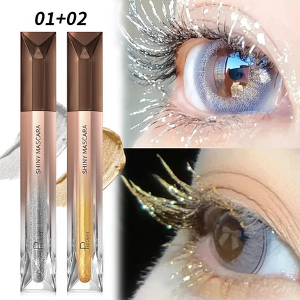 Glitter Sparkling Mascara，Long-Lasting, Volumizing Lashes, Effects, Waterproof, Smudge-Proof ， crushed diamond mascara pearlesce