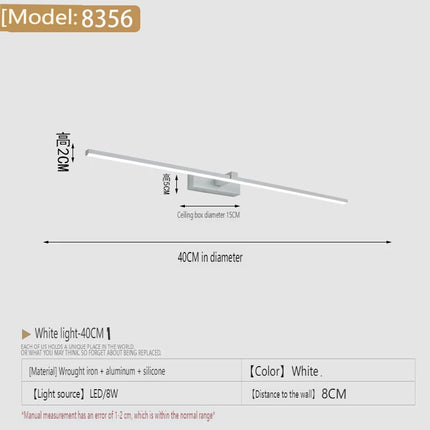 Modern Minimalist Mirror LED Wall Lamp Home Wall Lights Front Lamp Aluminum Strip Shape Bathroom Interior Decoration Lighting