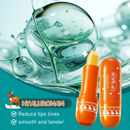 SADOER Christmas Honey Lip Balm Cherry Avocado Brightening Lips Balm Moisturizing Anti Cracking Hydrating Repair Lipstick