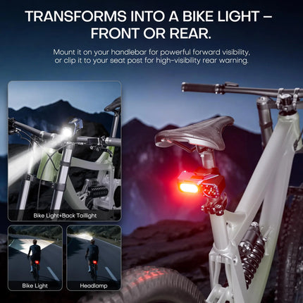 YEMAO Rechargeable EDC Flashlight,500LM Dual Light Sources Mini Torch with Red Light Sensor Headlamp Portable Pocket Flashlights