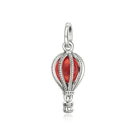 Fashionable 925 Sterling Silver Blue and Pink Hot Air Balloon Pendant Dangle Charm Fit Brand Bracelet Sparkling Jewelry