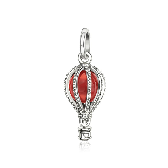 Fashionable 925 Sterling Silver Blue and Pink Hot Air Balloon Pendant Dangle Charm Fit Brand Bracelet Sparkling Jewelry