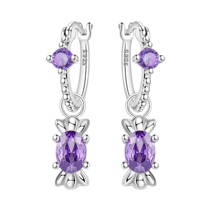 Hot Sale Original 925 Sterling Silver Zircon Pink Paw Print Earrings Heart Flower Leaf Design Women Party Jewelry Gift Ear Loops