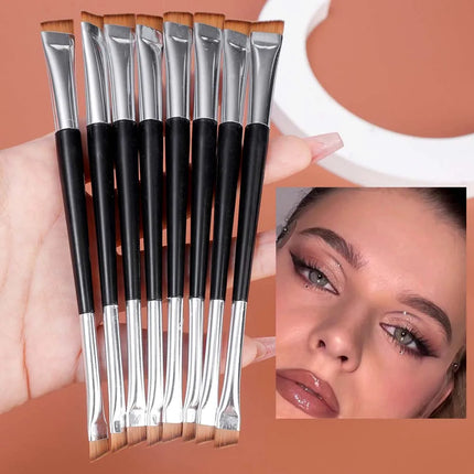 Professional Eyebrow Brush Eyeliner Angled Flat Head Blade Eye Liner Brow Contour Makeup Brushes Double-head Make Up Tools 15pcs