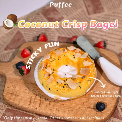 Bagel Food-grade Silicone Squishy, Creamy Soft Adhesive Toy, Taba Squishy, Happy Game Pinching Bread, Strawberry, Crunch, Crispy