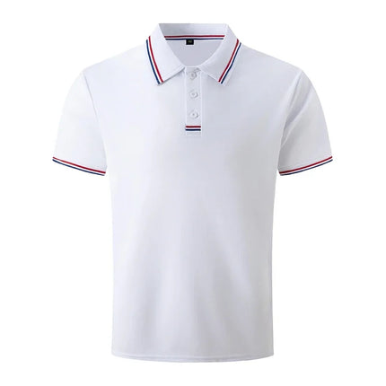 Men's Quick-Drying Solid Color Polo Shirt Summer Elastic Collared Short-Sleeved Sports T-Shirt for Active Wear
