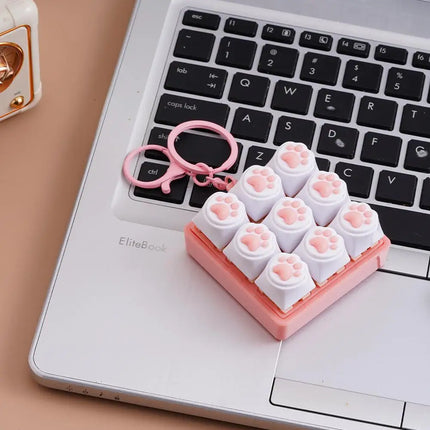 9 Keys Keyboard Key Toy Cat Paws Finger Button Stress Relief Toys Mechanical Keyboard Keycaps Keychain Office Decompression Calm