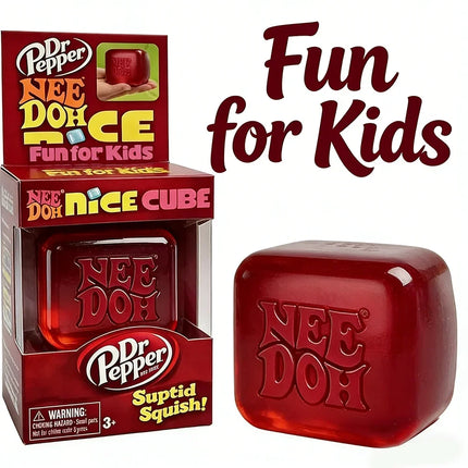 &Dr Pepper x NeeDoh Nice Cube Squishy Stress Relief Toy, Soft Squeeze Fidget Cube for Kids & Adults, Anxiety Relief Sensory Toy