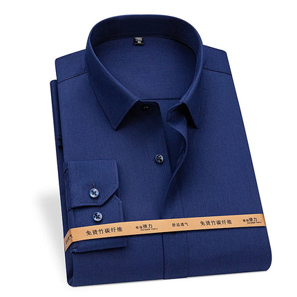 No-Iron Anti-Wrinkle 8XL New Fabric 50% Bamboo Fiber 46%Polyester 4%Spandex Men Shirts Long Sleeve Business work shirt Soft Cozy
