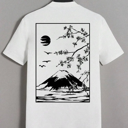 Tokyo Sakura Mount Fuji Business Card T-shirt Women's Fashion T-shirt Clothing Summer Casual Top Hip Hop Loose Versatile T-shirt
