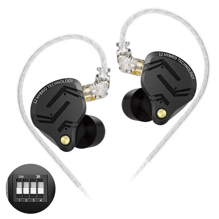 KZ ZS12 PRO X In Ear Wired Earphones 1DD 5BA Hybrid Drive HIFI Powerful Bass Music Headphones Sport Noise Cancelling Earbuds
