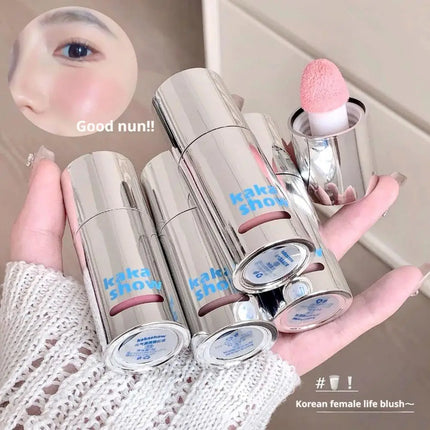 6 Colors Liquid Blush Natural Water Light Waterproof Blush Stick Moisturize Cheek Blusher Brighten Contour Sponge Brush Makeup