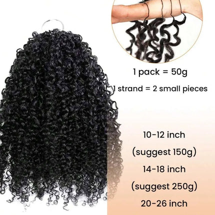 Crochet Human Hair Kinky Curly 120G Knotless Pre-Separated Curly Hair Lightweight Reusable Virgin Hair Extensions Natural Black