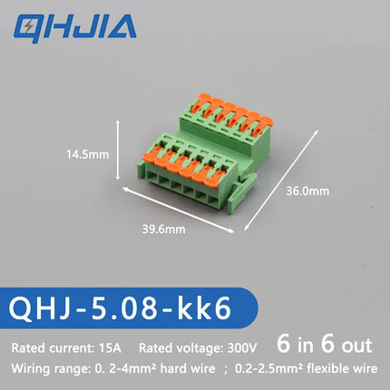5.08 Threaded Terminal - Welding Free Docking  Handle Spring Plug Quick Connect Suitable for LED Terminal Blocks