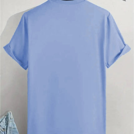 100% pure cotton men's loose T-shirt breathable casual fashion letter pattern printed short sleeved round neck top