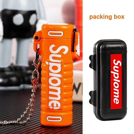 New Outdoor Windproof Pendant Inflatable Lighter Fashion Letter Jet Flame Strong Firepower Portable Lighter Men's Gift