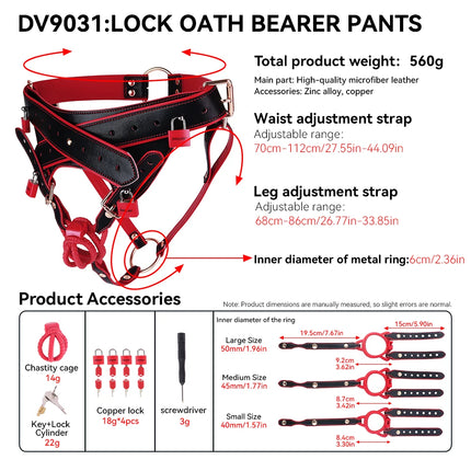 LEZEE Male Chastity Cage Oath Bearer Pants High Quality Microfiber Restraint Strap Leather Belt Urethral Lock Men's Body Harness