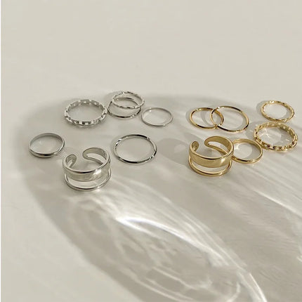 10Pcs Imitation Pearl Leaf Flower Rings Set For Women Rhinestone Butterfly Finger Ring Metal Knuckle Finger Ring Jewelry