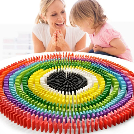 New Kids 120/240pcs Children Color Sort Rainbow Wood Domino Blocks Kits Early Bright Dominoes Games Educational Toys Gift