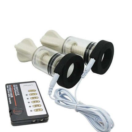 Sucker Pump Massager Electro Shock Nipple Clamps Sex Toys Electric Shock Vacuum Breast Enhancer Clitoris /Nipple Stimulation