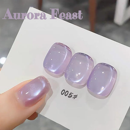 1-12pcs ZH Spring/Summer Ice Transparent Sweet Wine Glass Beads Cat Eye Nail Polish Gel New Flashy Popular Pink Nail Supplies