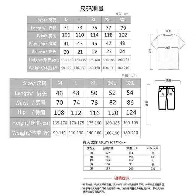 Men's set: High-quality mercerized cotton super comfortable summer breathable short-sleeved T-shirt + casual jogging shorts 2-piece men's outfit